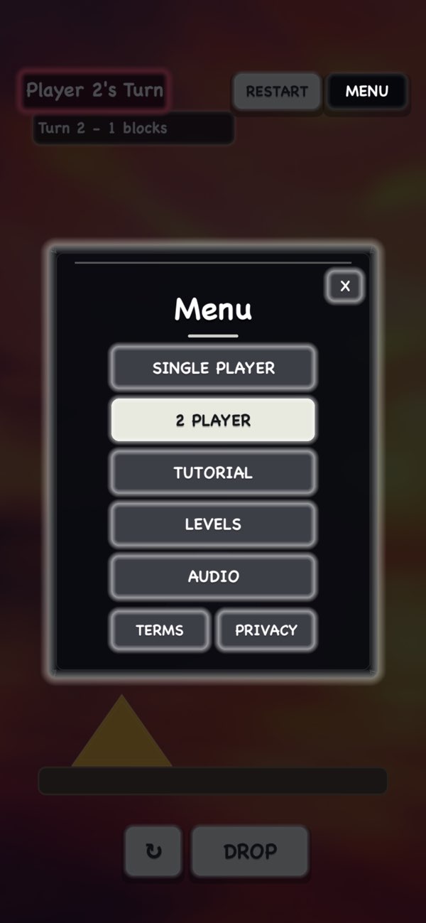 Shape Stackers screenshot showing a different stacking challenge